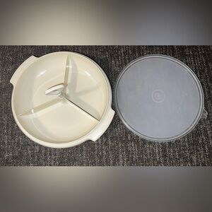 Vintage Tupperware Divided Dish Suzette #608-4 with Lid & Handle